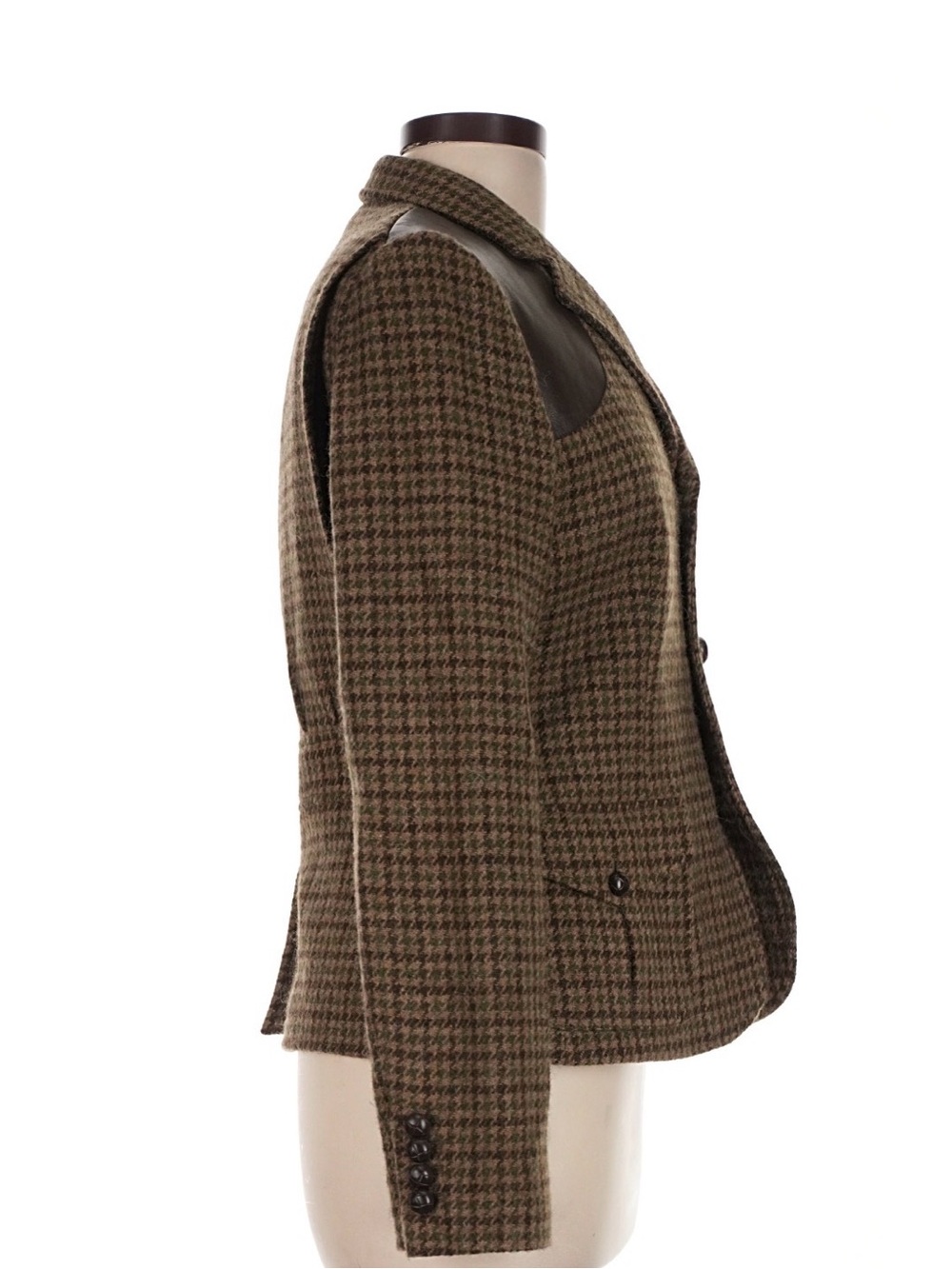 Vintage Ralph Lauren Equestrian Riding Jacket Blazer Herringbone Wool Leather 8 - Picture 4 of 7